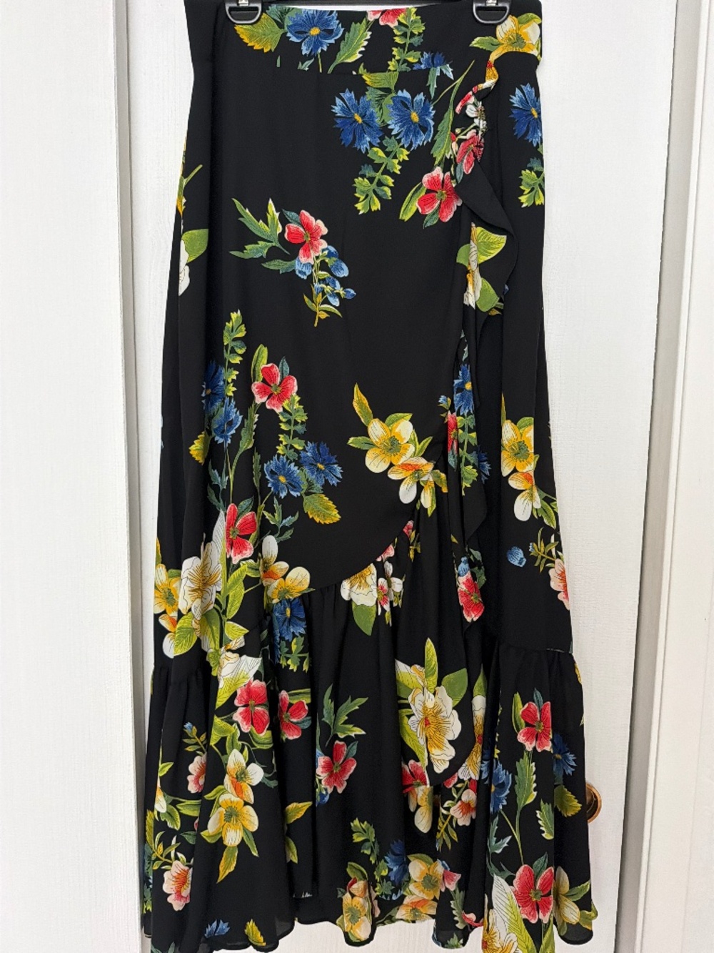 New York & Company Floral Ruffle Maxi Skirt Size M NWT